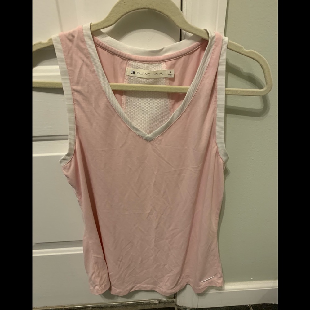 Blanc noir white and pink sporty shirt .